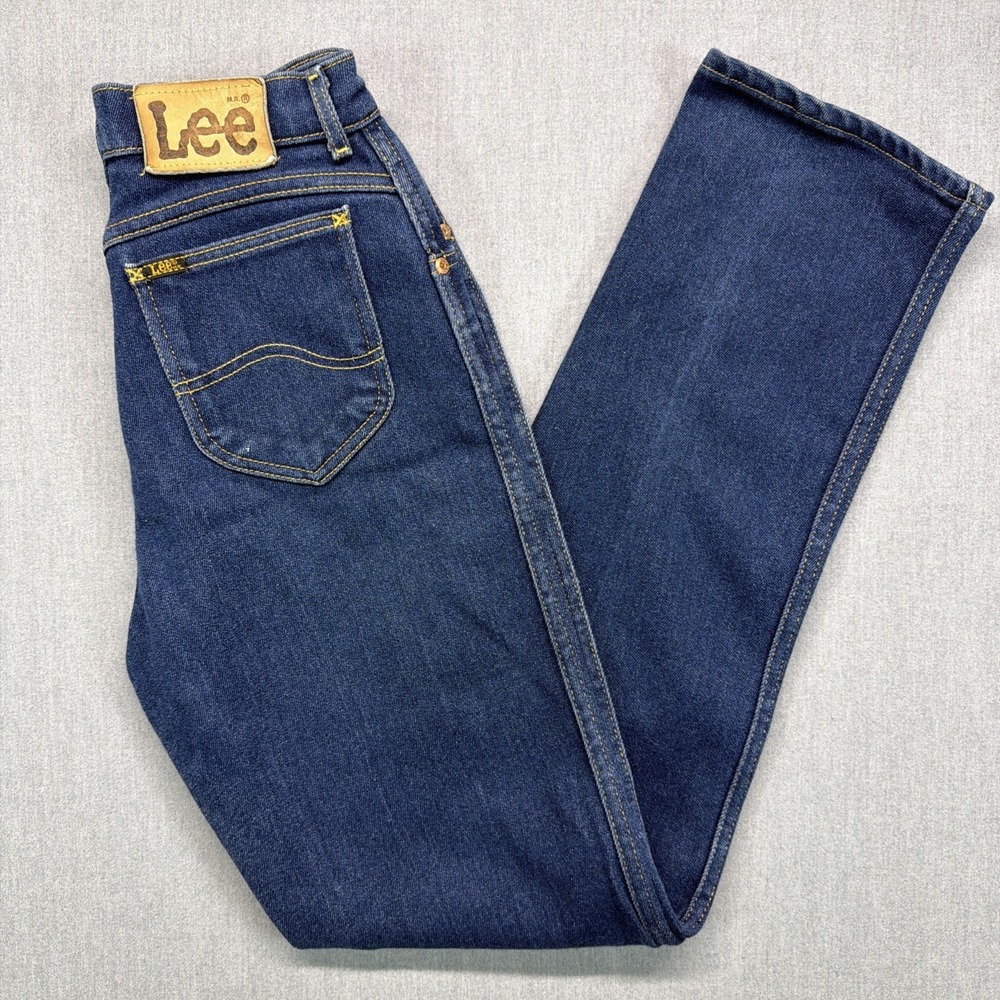 Vintage Lee Jeans Womens 12 (26x33) Blue Denim Dark Wash 80s Made In‎ USA